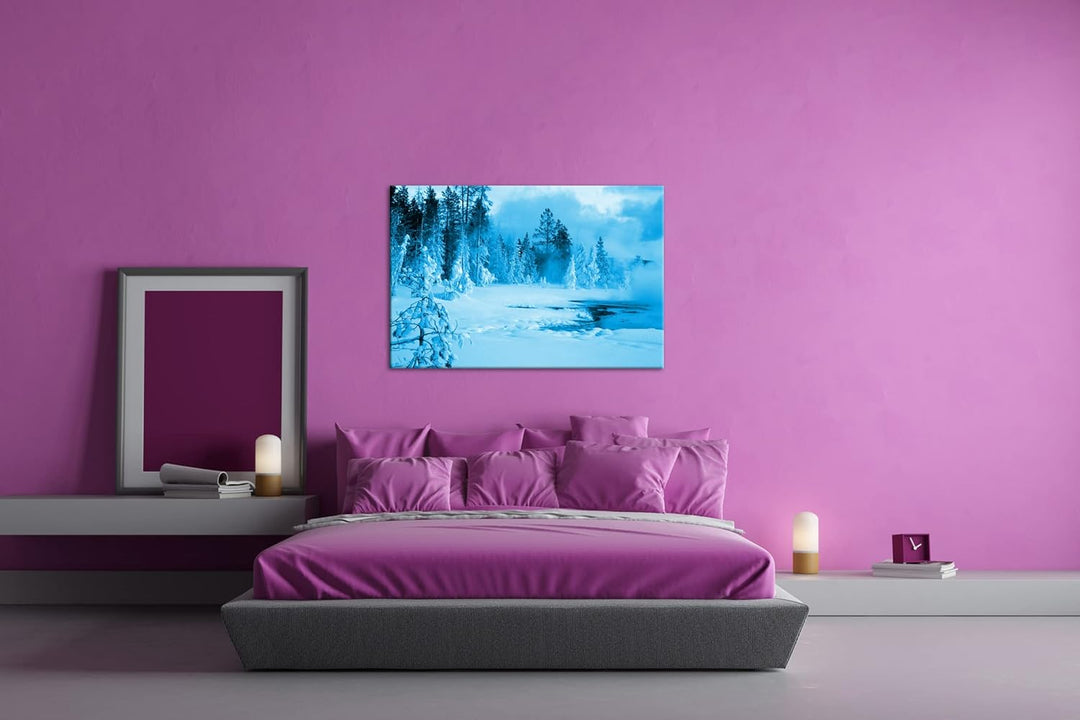 deyoli erstaunliche Schneelandschaft Format 100x70 Effekt: Monocrome Blau als Leinwandbild, Motiv fe