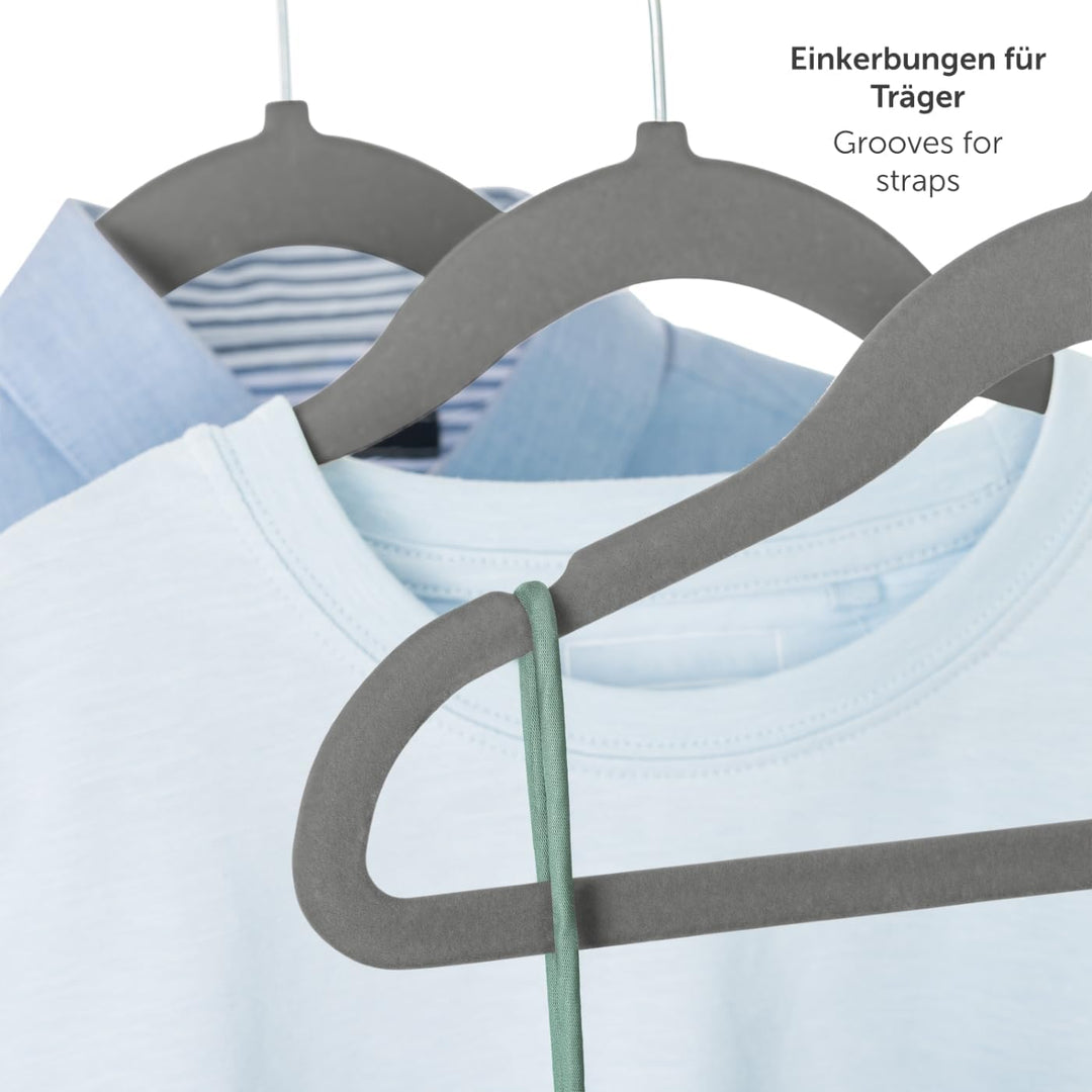 Laleni Kinderkleiderbügel 30 Stück + Samtbezug - platzsparende Kleiderbügel Kinder - 360° drehbare K