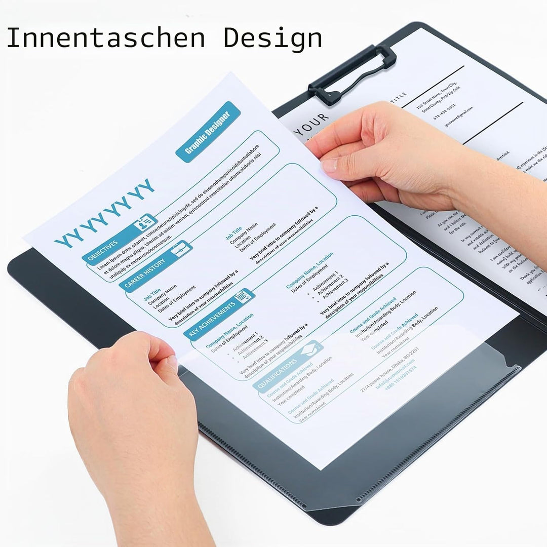 A4 Klemmbrett Ordner, 5 Pack Faltbare A4 Klemmbretter mit Tasche, A4 Klemmbretter Klemmbrett für Ges