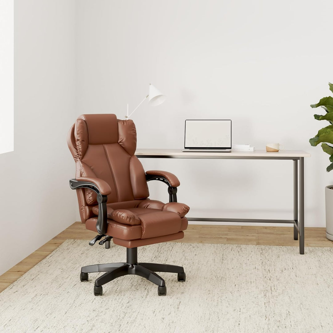 Schreibtischstuhl ergonomisch mit Flexibler Rückenlehne & Kopfstütze - Bequemer Bürostuhl für Schrei