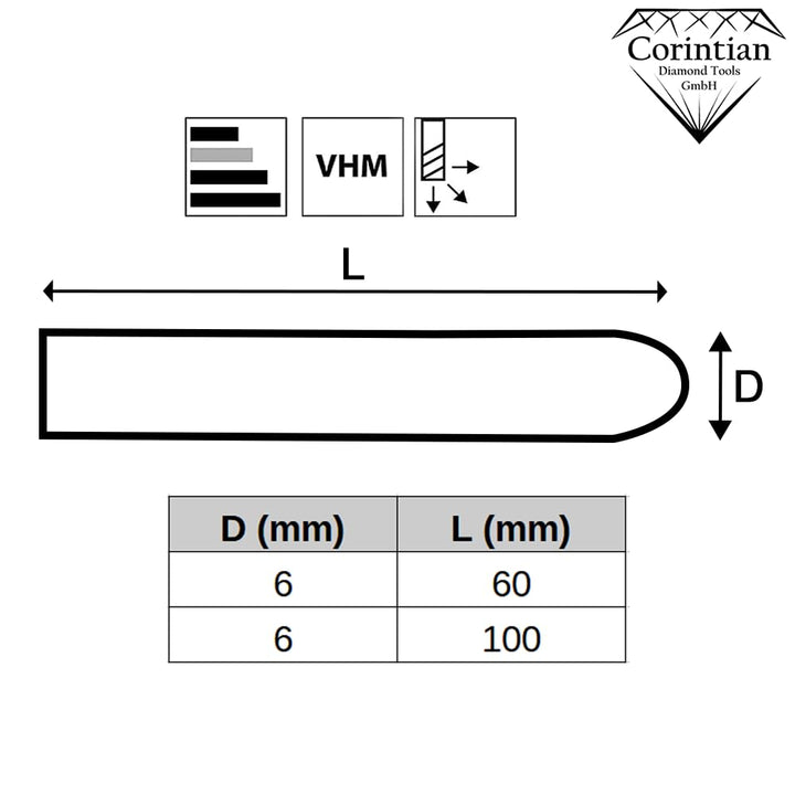 VHM Fräser mit AlTiN Beschichtung - 6mm Durchmesser, 60-100mm Länge - Langlebig & Präzise - Vollhart