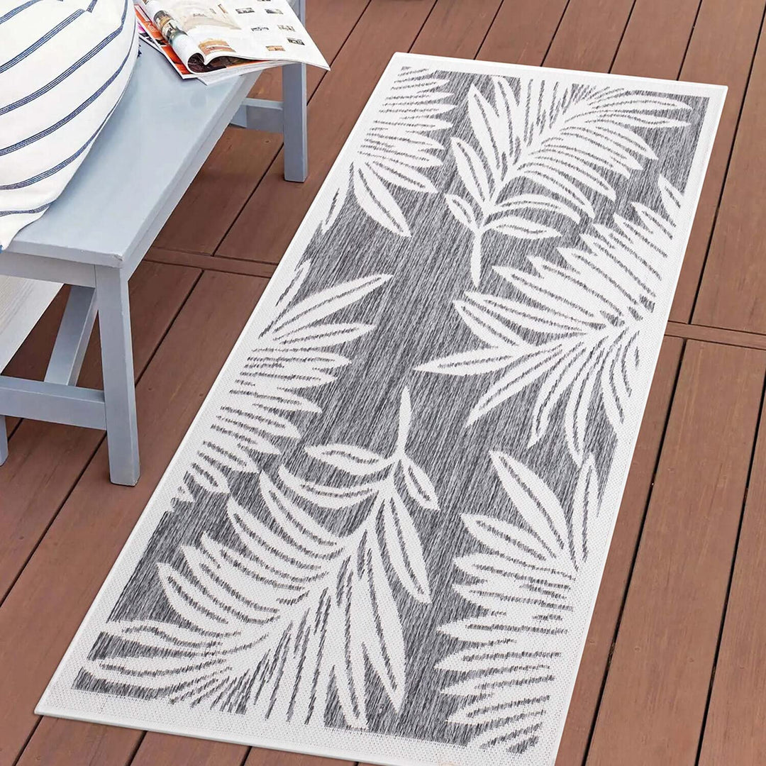 carpet city Outdoor-Teppich Wetterfest Balkon Terrassen - Grau in 80x150 cm - Deko Teppiche Aussen W