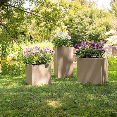 Lechuza CANTO Stone low 40, sandbeige, Hochwertiger Kunststoff, Inkl. Bewässerungssystem, Herausnehm