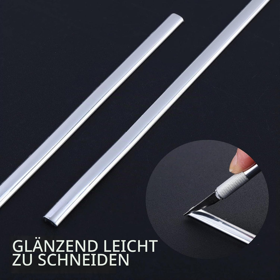 10m Silber Zierleiste, abziehen und aufkleben, flexible Spiegel, Wand, Decke, Boden, Schrank, Fliese