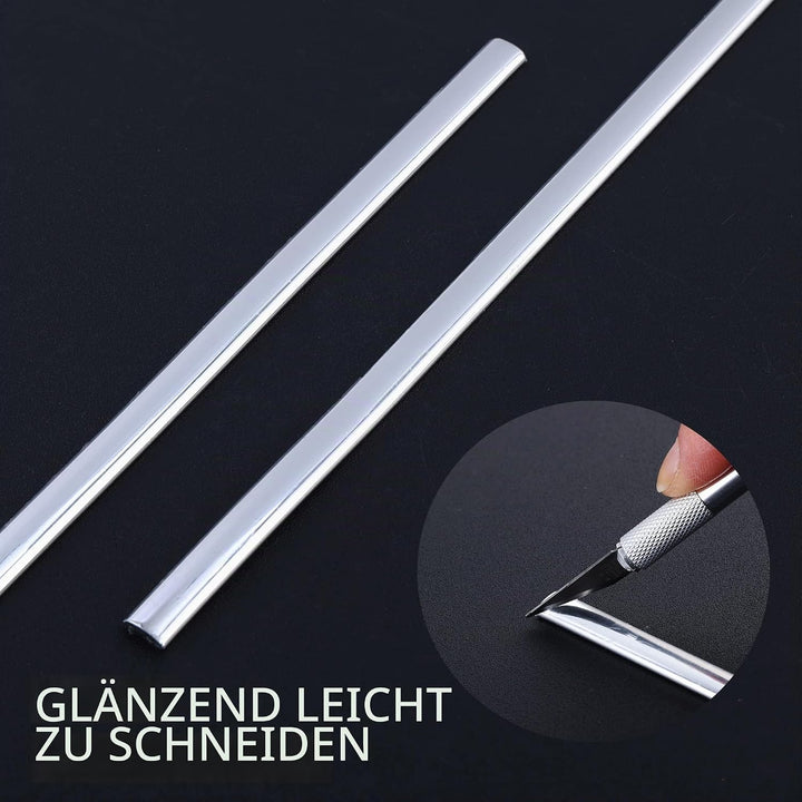 10m Silber Zierleiste, abziehen und aufkleben, flexible Spiegel, Wand, Decke, Boden, Schrank, Fliese