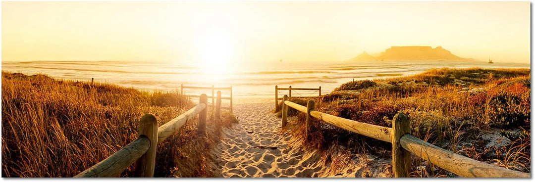 Augenblicke Wandbilder Leinwandbild als Panorama in 150x50cm Dünen Strand Sonnenuntergang Meerblick