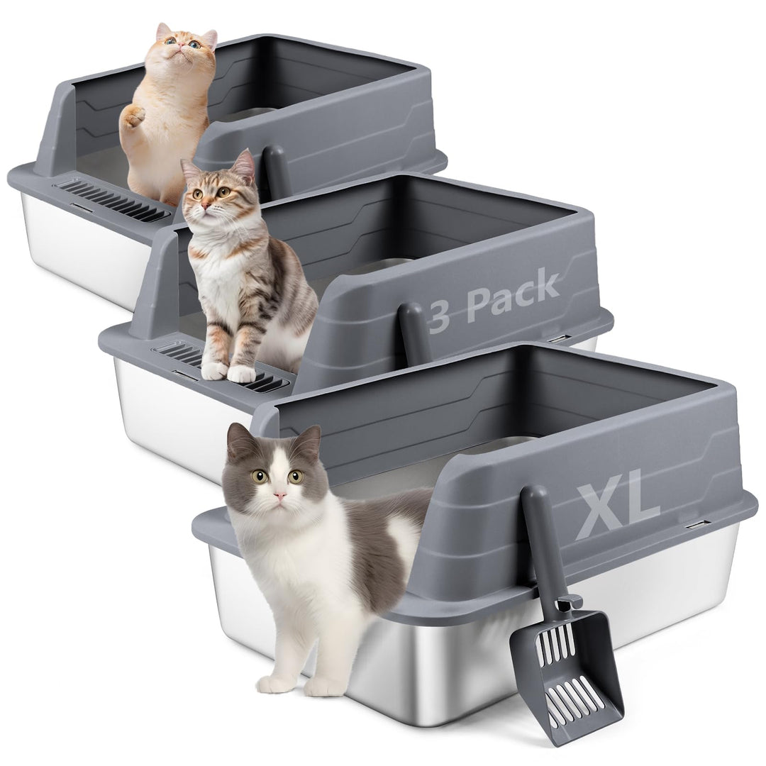 3 Pack Edelstahl Katzenklo, XL 22.9&