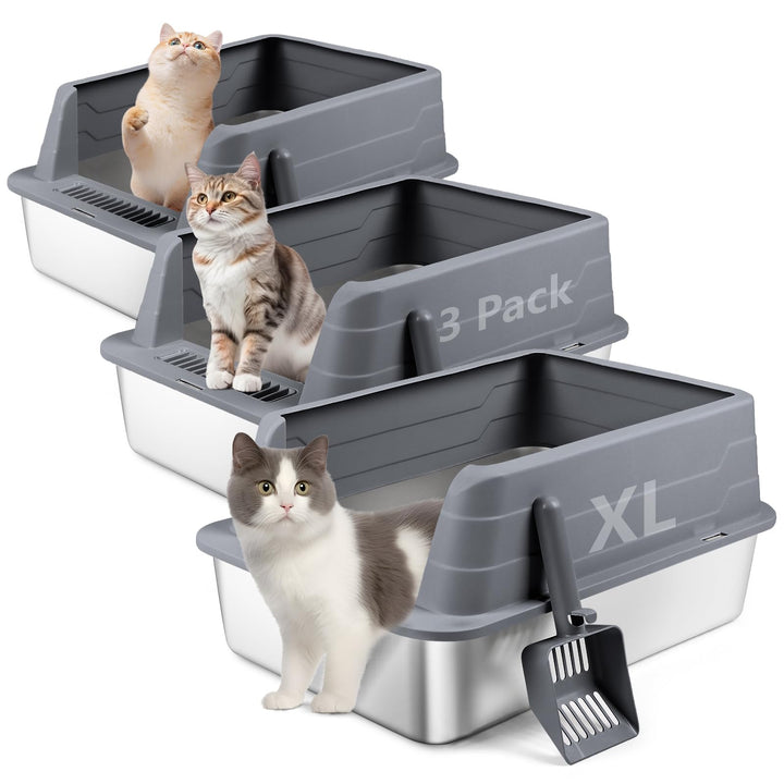 3 Pack Edelstahl Katzenklo, XL 22.9&