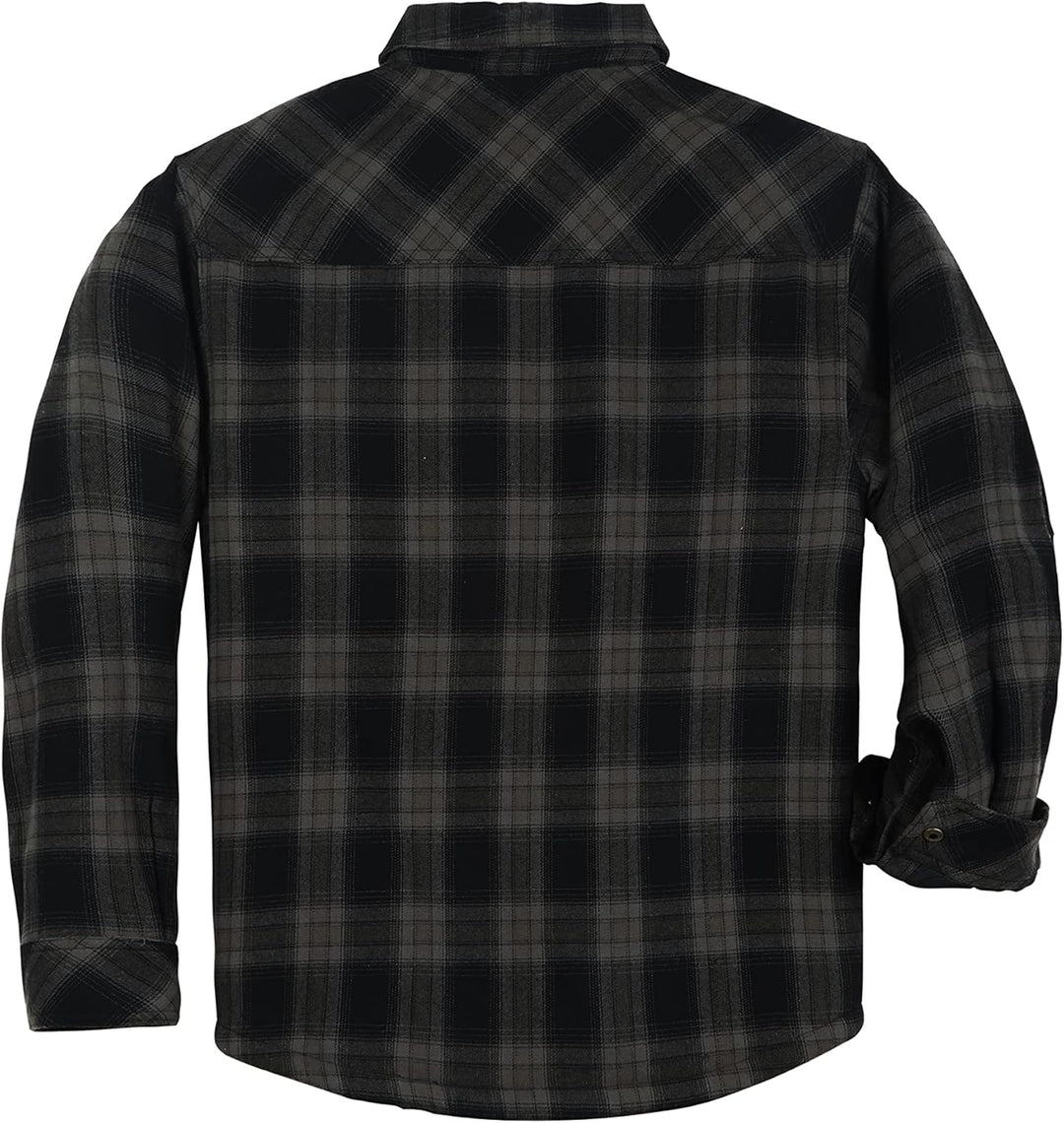 Coevals Club Herren Flanell Jacke Hemd Sherpa Holzfällerhemd Flanellhemd Langarm Kariertes Druckknöp