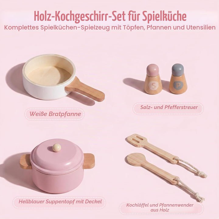 Kinderküche Zubehör, Realistisches Design, Sicher und Zuverlässig, Spielzeug Küchenzubehör, Topfset