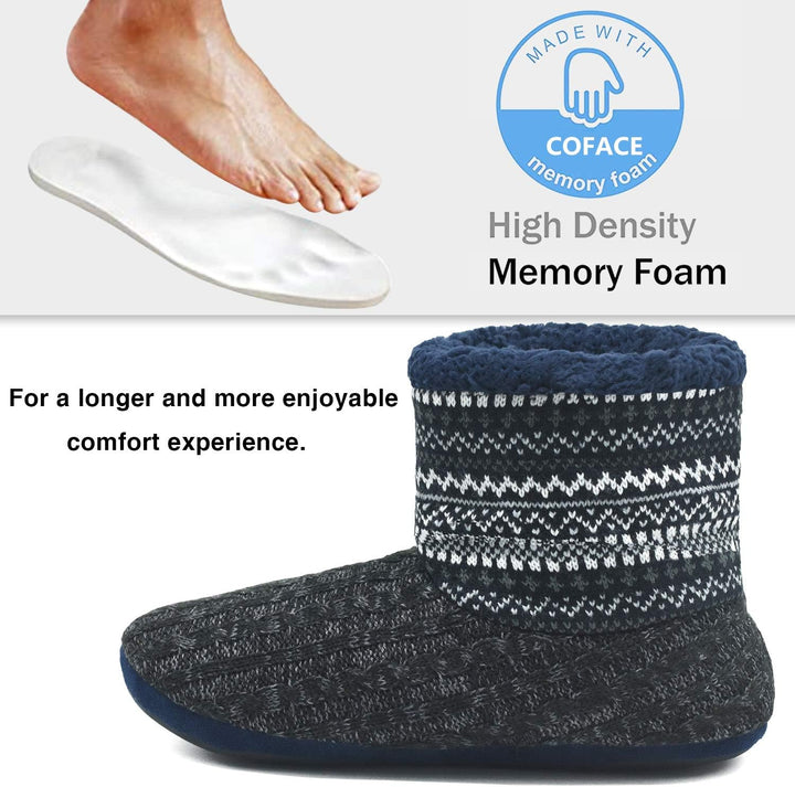 COFACE Herren Hüttenschuhe Lammfell Winter Hausschuhe Warme Plüsch Gefütterte Hausstiefel Männer Hau