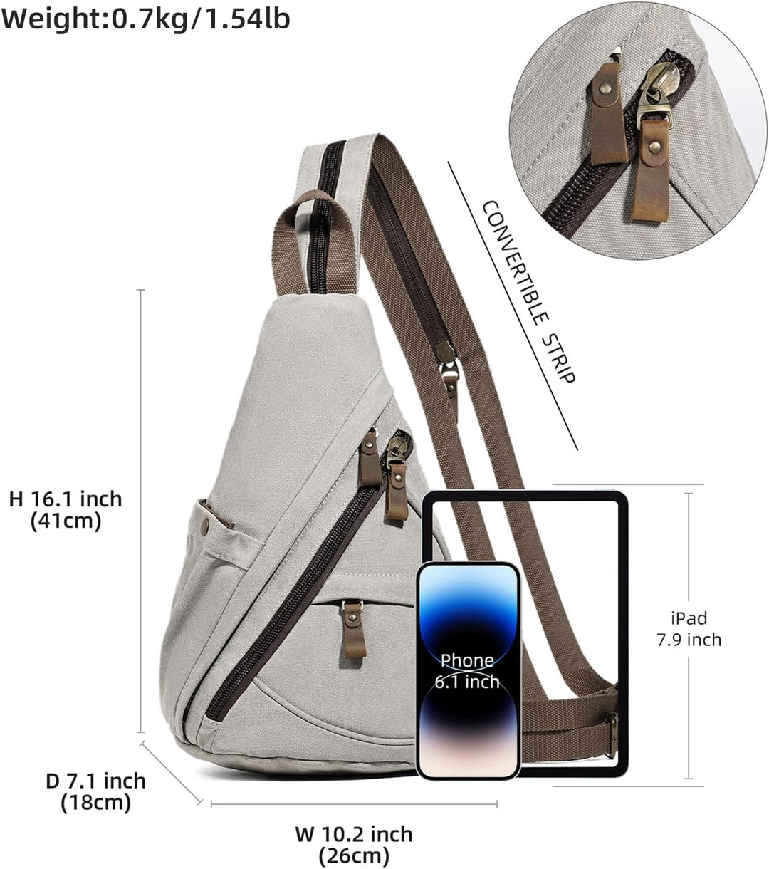 KL928 Canvas Sling Bag Rucksack Damen und Herren – Schulterrucksack Umhängetasche Crossbag Verstellb