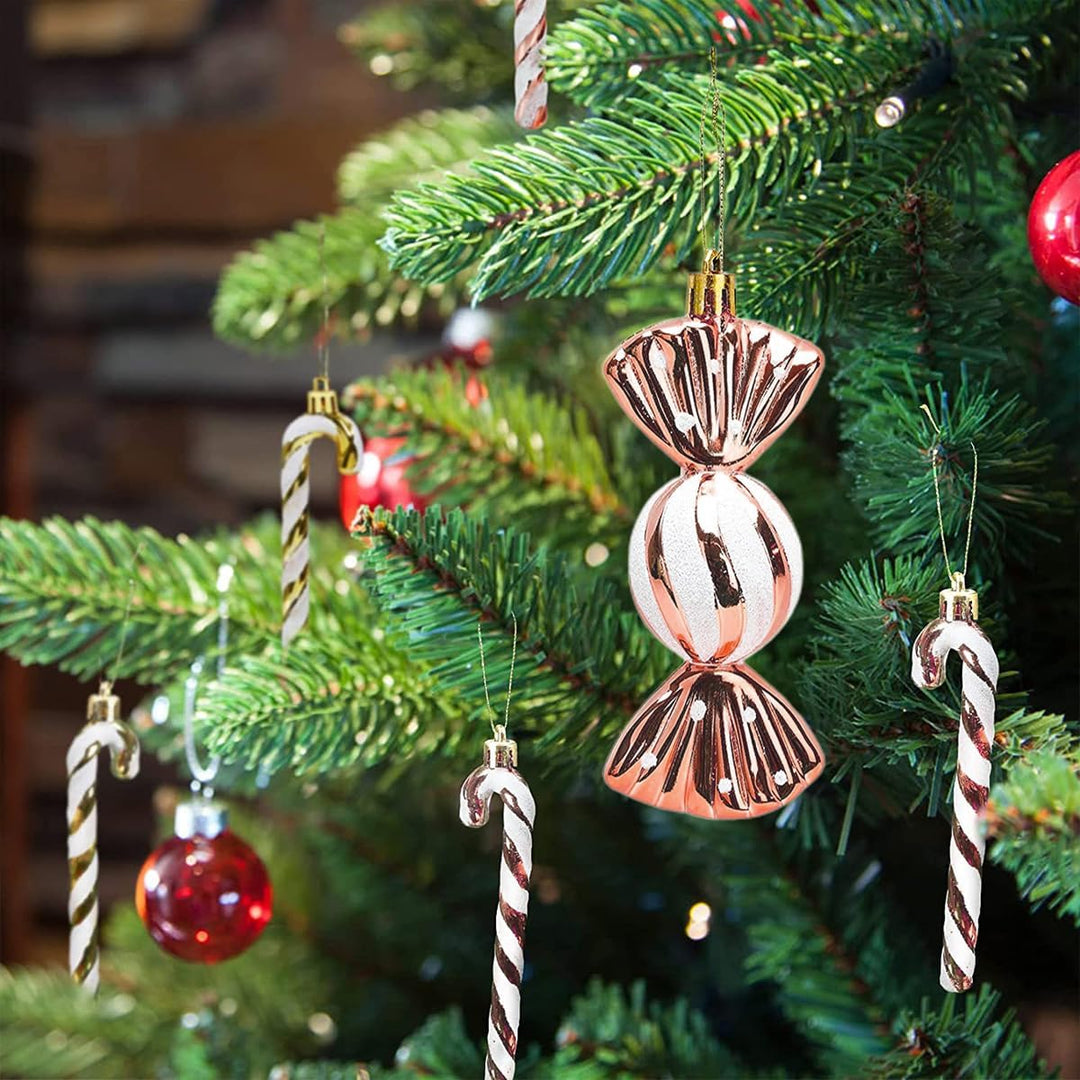 18 Stück Zuckerstangen Weihnachten Deko Weihnachtskugeln Zuckerstangen Deko Glitzer Weihnachtsbaumsc