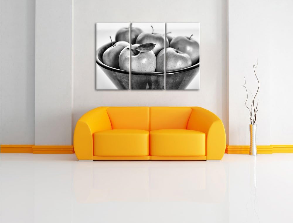 Pixxprint Apple Apfel Korb mit Äpfeln als Leinwandbild/Grösse: 3 Teilig (120x80) cm/Wandbild/Kunstdr