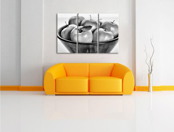 Pixxprint Apple Apfel Korb mit Äpfeln als Leinwandbild/Grösse: 3 Teilig (120x80) cm/Wandbild/Kunstdr