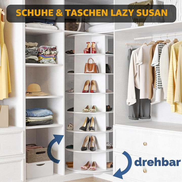 SpaceAid Drehbares Schuhregal mit 7 Ebenen, drehbares Schuhregal, Lazy Susan, drehbares 360-Grad-Sch