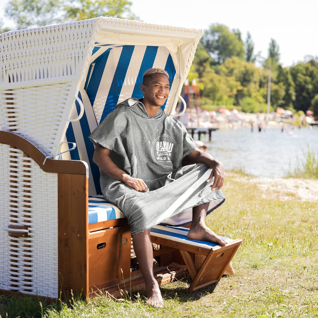 HOMELEVEL Badeponcho Unisex - Surf Poncho aus Baumwolle/Polyester - Handtuch für Erwachsene - Badema