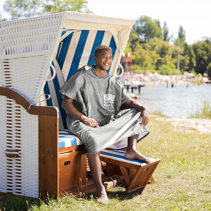 HOMELEVEL Badeponcho Unisex - Surf Poncho aus Baumwolle/Polyester - Handtuch für Erwachsene - Badema
