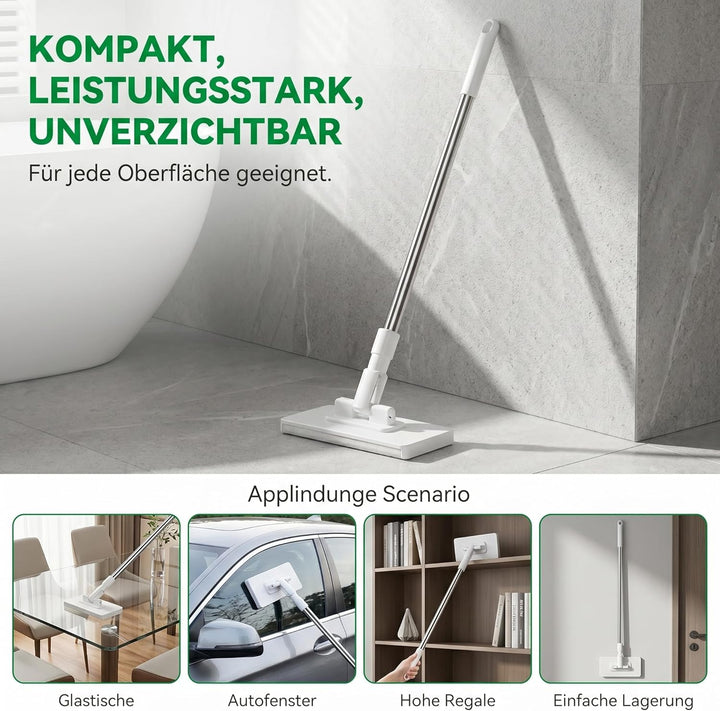Wischmopp mit Druck Klemm System, Waschmopp Mit 10 Wiederverwendbaren Mikrofasertüchern Ohne Waschen