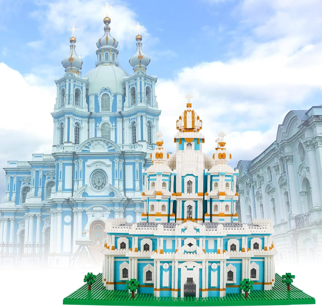 LULUFUN Smolny-Kathedrale-Baustein-Set, weltberühmtes Architektur-Modell-Spielzeug, Mini-Baustein-Ba