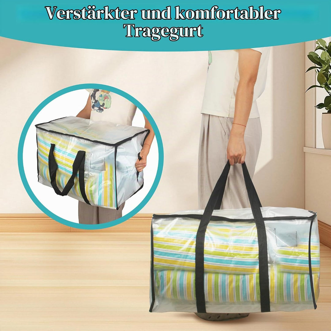 4 Stück 90L Aufbewahrungstasche, Clear Clothes Storage Bags Ufbewahrungstasche, umzugstaschen Gross,