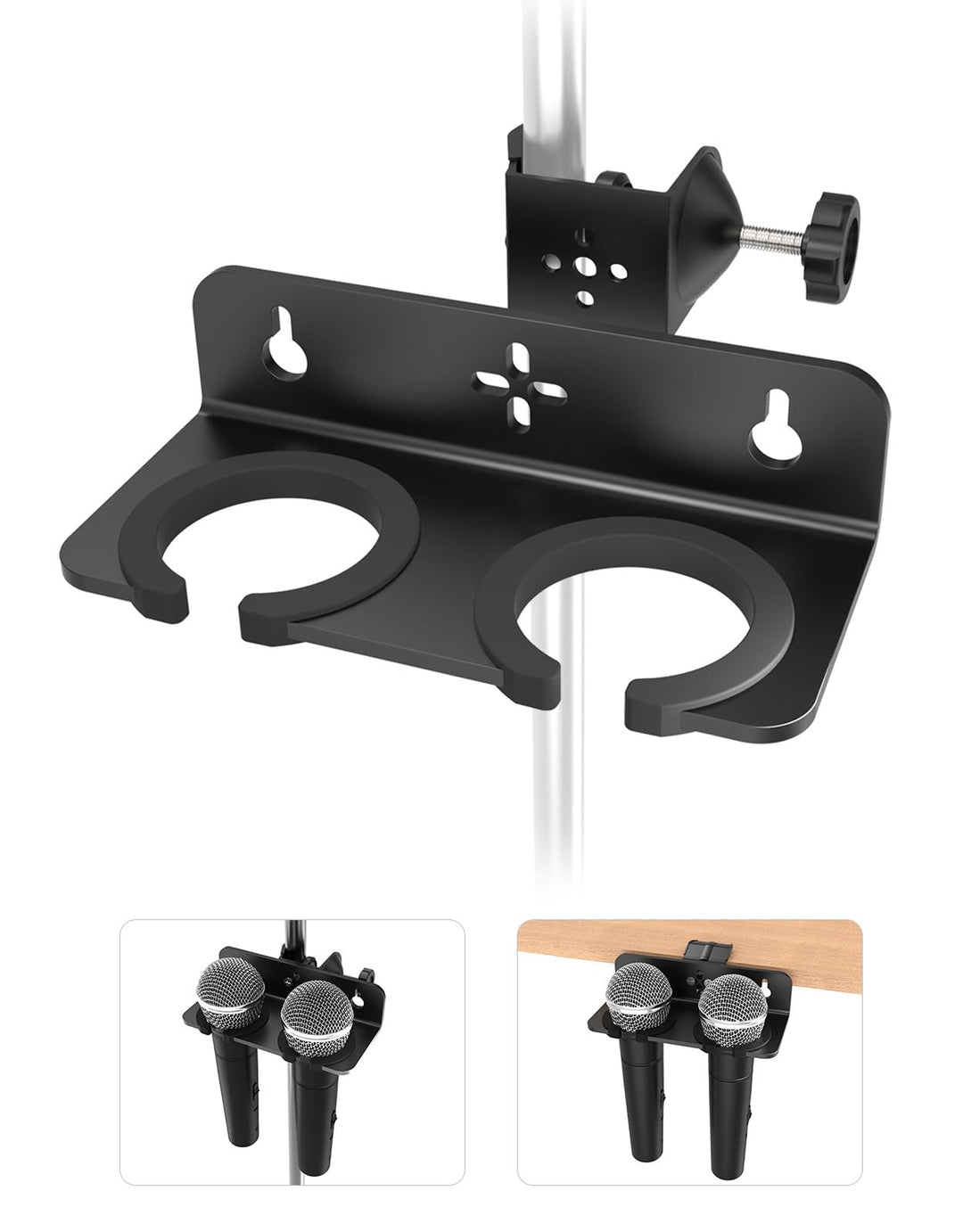 2-Multi Mikrofonhalter, Organizer für Mikrofonständer für Dynamische Kabelgebundene und Kabellose Mi