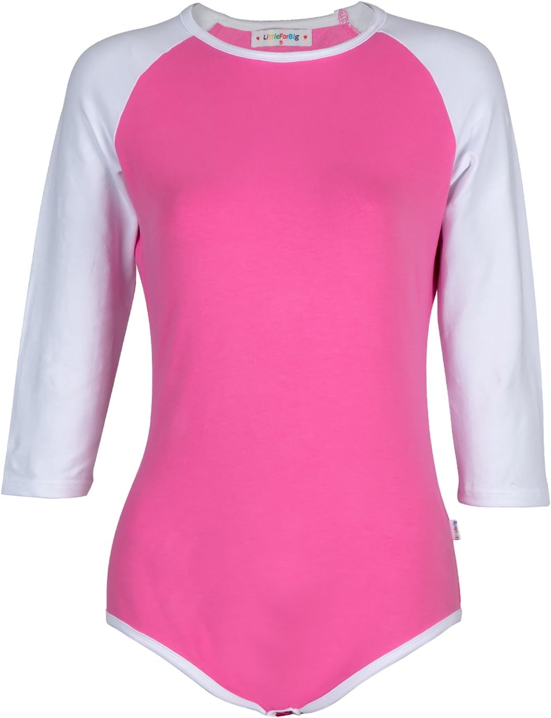 LittleForBig Baumwolle Strampler Onesie Pyjamas Bodysuit -Baseball Raglan Ärmel Rosa XS, Rosa XS