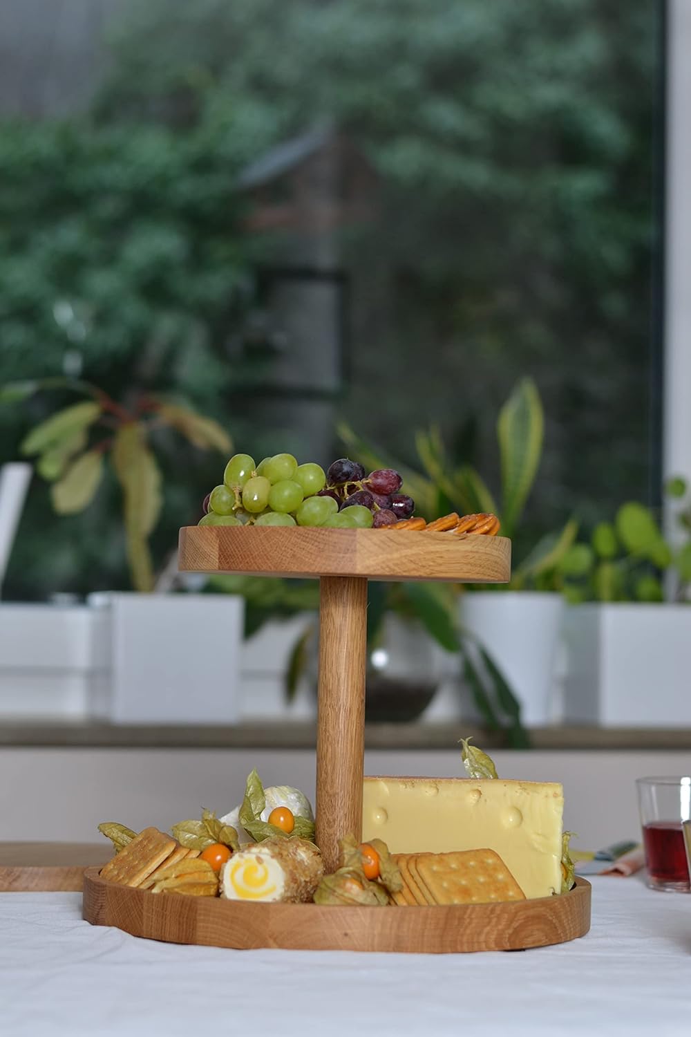 Natuhr Etagere Kuchenplatte - Delight - Servierplatte Käseplatte Obstteller Tortenplatte Eiche Massi
