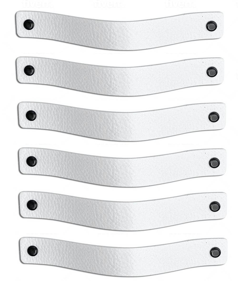 Brute Strength - Ledergriffe für Möbel - Weiss - 6 Stück - 20 x 2,5 cm - Schrankgriff, Türgriff für