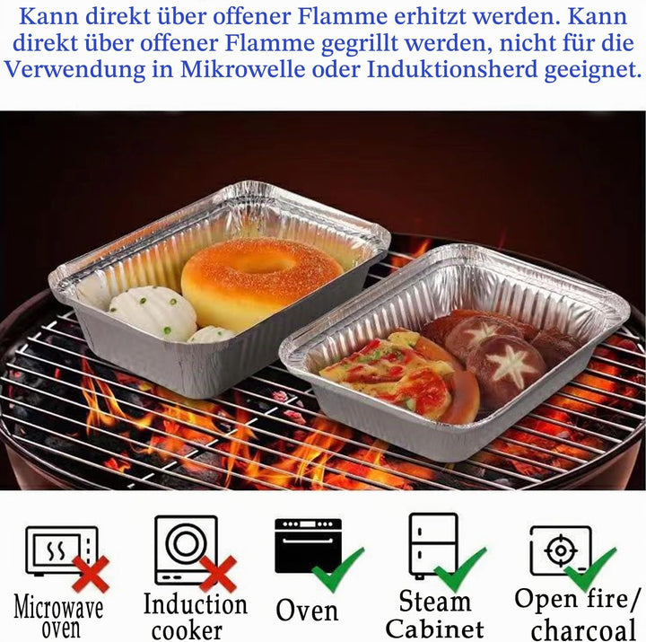 Xinfuquan Alu grillschalen Grossformat,Aluschalen mit deckel,Grill Aluschalen 20Stück-2200ml/Einweg