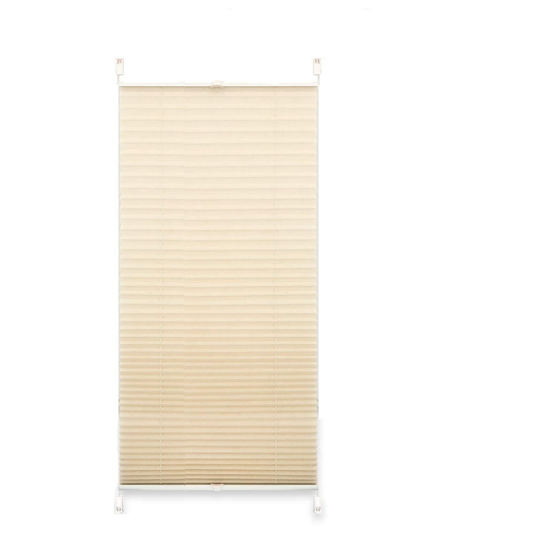 EXKLUSIV HEIMTEXTIL Plissee Verspannt mit Klemmträgern beige Crash 70 x 140 cm, Beige Crash 70 x 140