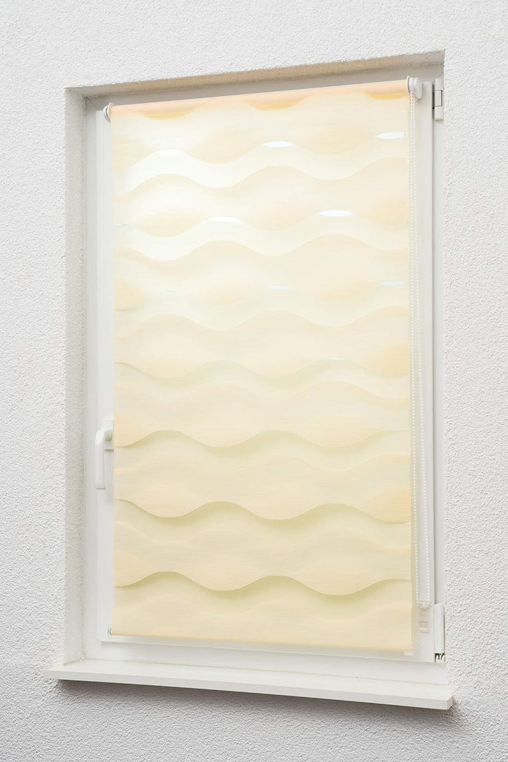 Sunlines Welle Klemmfix, Creme, 100 x 150 Doppelrollo, PES, 100 x 150cm