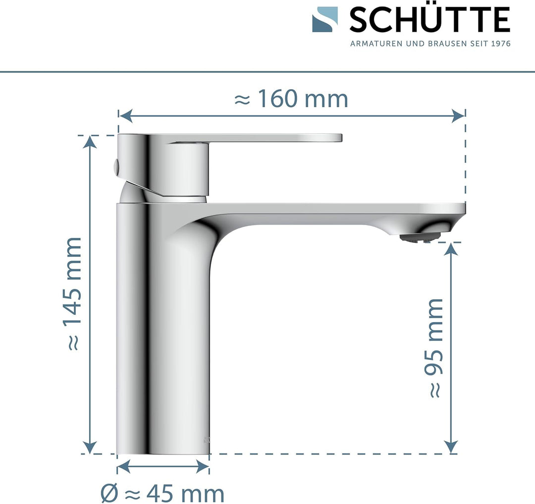 SCHÜTTE Waschtischarmatur MONTANA 32310, Wasserhahn Bad mit Ablaufgarnitur, Armatur Badezimmer, Einh