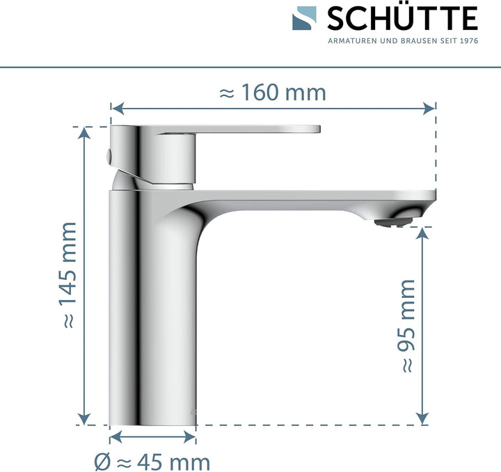SCHÜTTE Waschtischarmatur MONTANA 32310, Wasserhahn Bad mit Ablaufgarnitur, Armatur Badezimmer, Einh