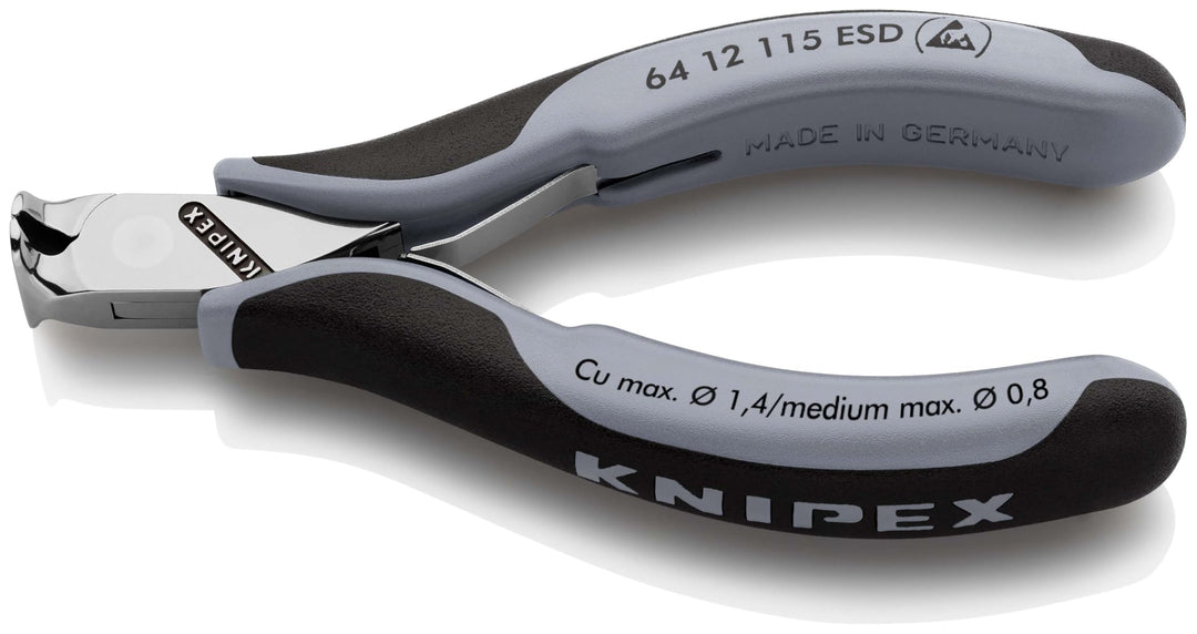 Knipex Elektronik-Vornschneider ESD mit Mehrkomponenten-Hüllen 115 mm 64 12 115 ESD ohne Facette 115