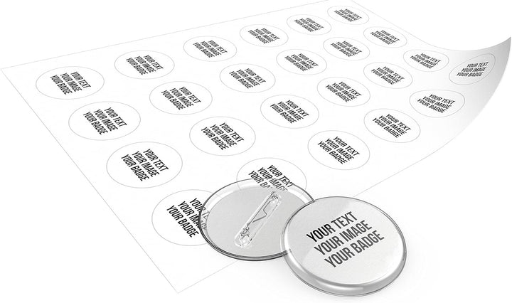 Buttons 30mm selber machen ohne Buttonmaschine (10 Stück) – Ansteckbuttons Set mit Nadel-Pins und A4
