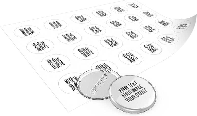 Buttons 30mm selber machen ohne Buttonmaschine (50 Stück) – Ansteckbuttons Set mit Nadel-Pins und A4