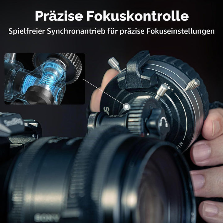 SMALLRIG Follow Focus F50 mit stufenloser dynamischer Dämpfungshebeleinstellung und A/B-Anschlägen,