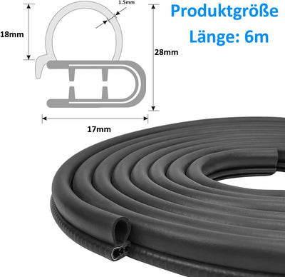 Auto Türdichtung 6m Dichtungsprofil Türdichtungen Auto Gummidichtung Kofferraumdichtung Wetterschutz