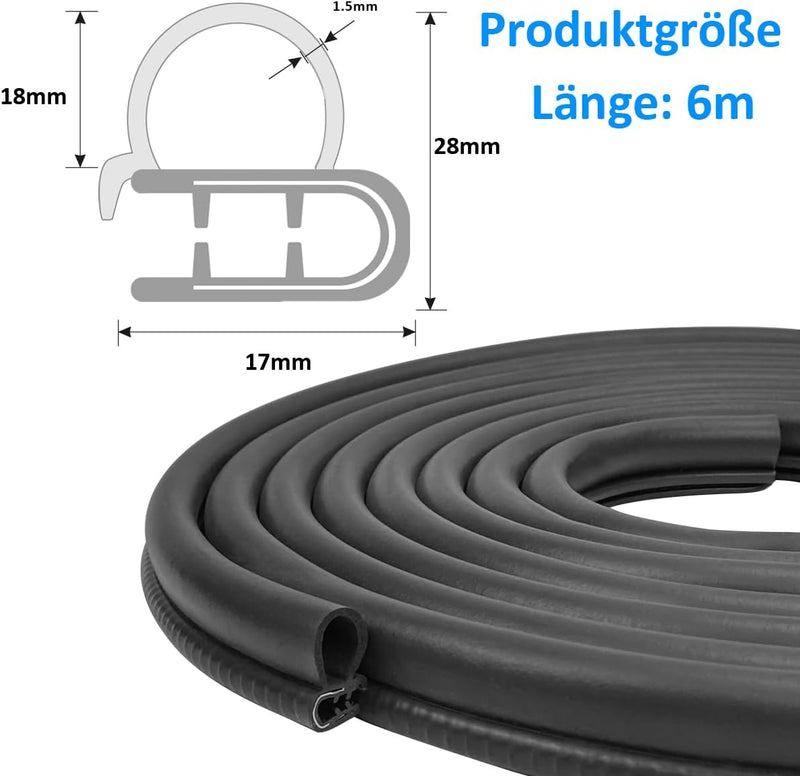 Auto Türdichtung 6m Dichtungsprofil Türdichtungen Auto Gummidichtung Kofferraumdichtung Wetterschutz