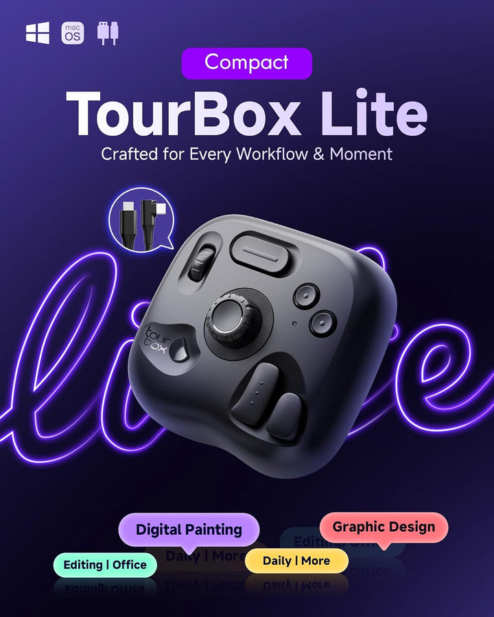 TourBox Lite, Controller Tastatur für Zeichentablett, Comic Animation Farbkorrektur ClipStudioPaint