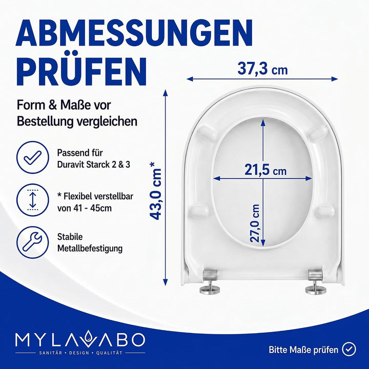 Toilettensitz mit Softclose passend für Duravit Starck 3, Starck 2 & Duravit ME – reparierbar, langl