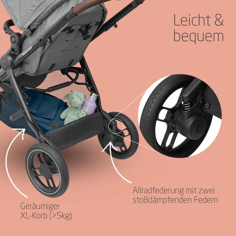 Maxi-Cosi Zelia S Trio Kinderwagen 3 in 1 Komplettset, 0-4 Jahre, bis 22 kg, Zusammenklappbar, Kompa