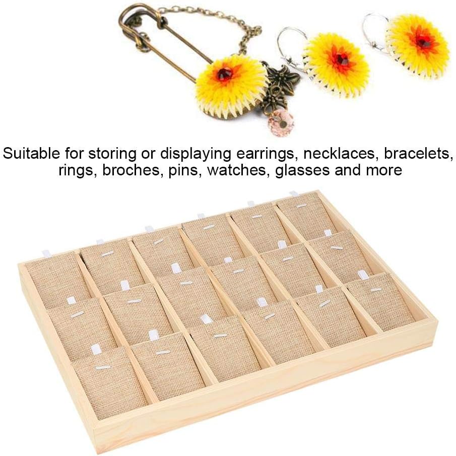 Zerodis Schmuckablage Holz Samt Tablett Vitrine Aufbewahrungskoffer Holz Samt Schmuck Display Schmuc