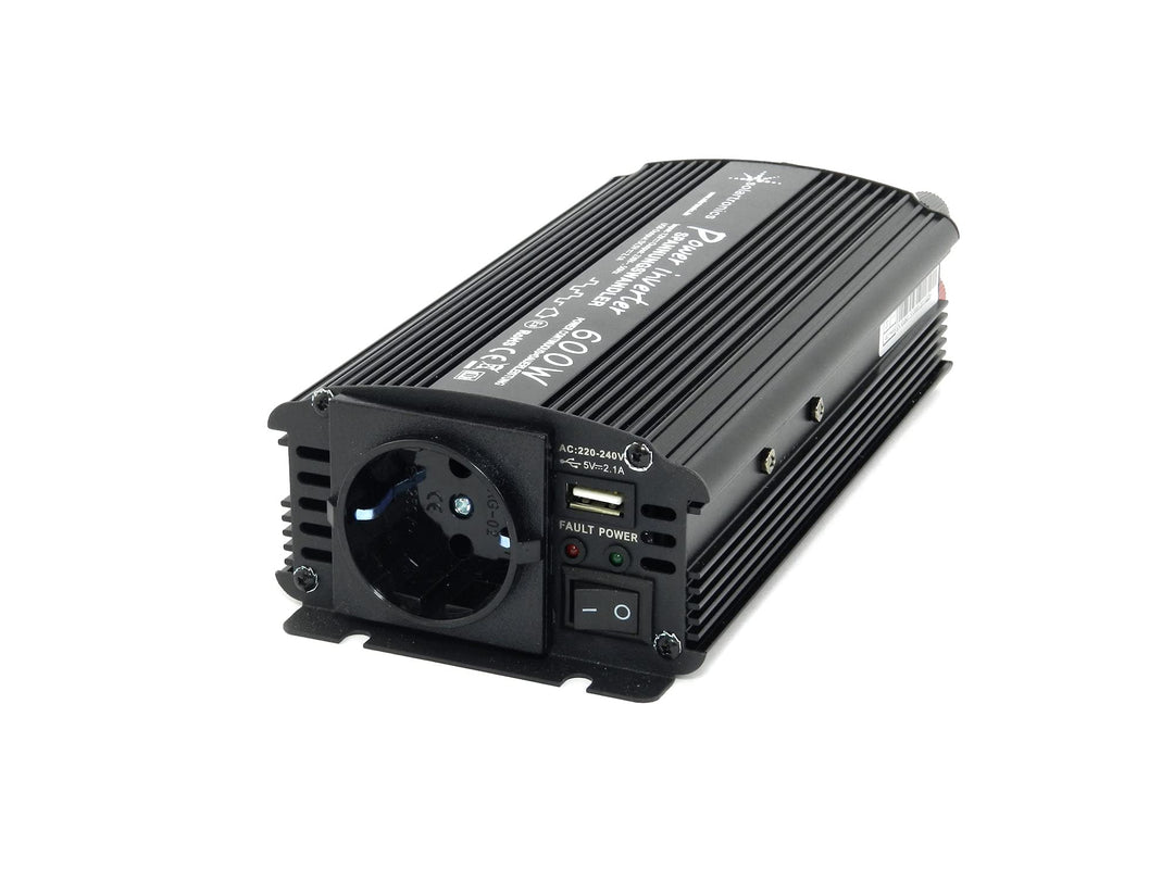 solartronics Spannungswandler Wechselrichter Intverter NM 600-1200 Watt 12V zu 230V schwarz USB Schu