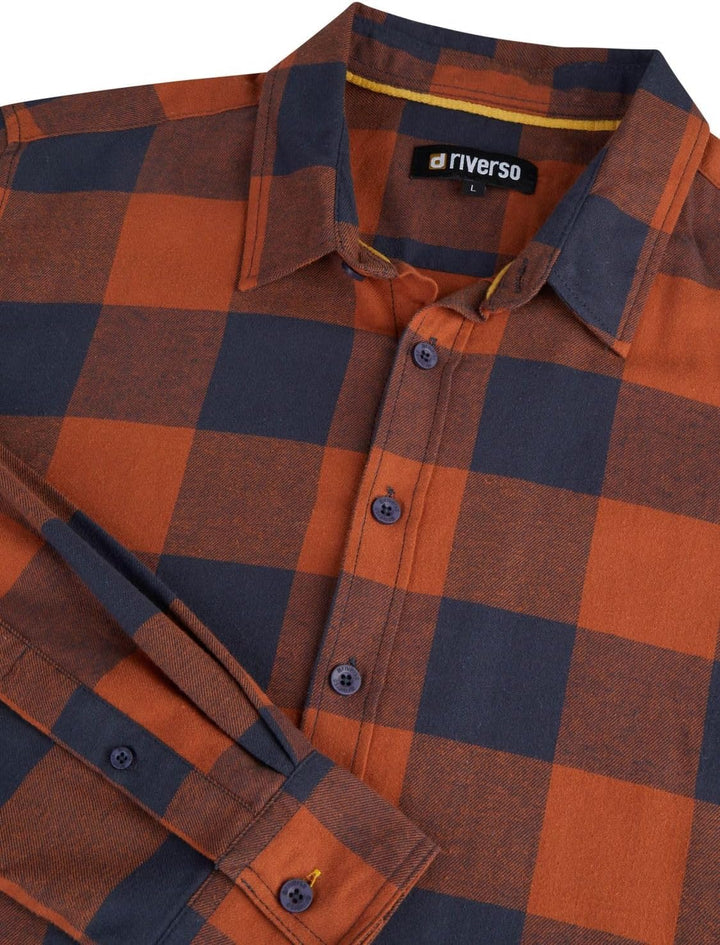 riverso Herren Freizeit Hemd RIVArne Regular Fit Karohemd Flanellhemd Holzfällerhemd kariert Langarm