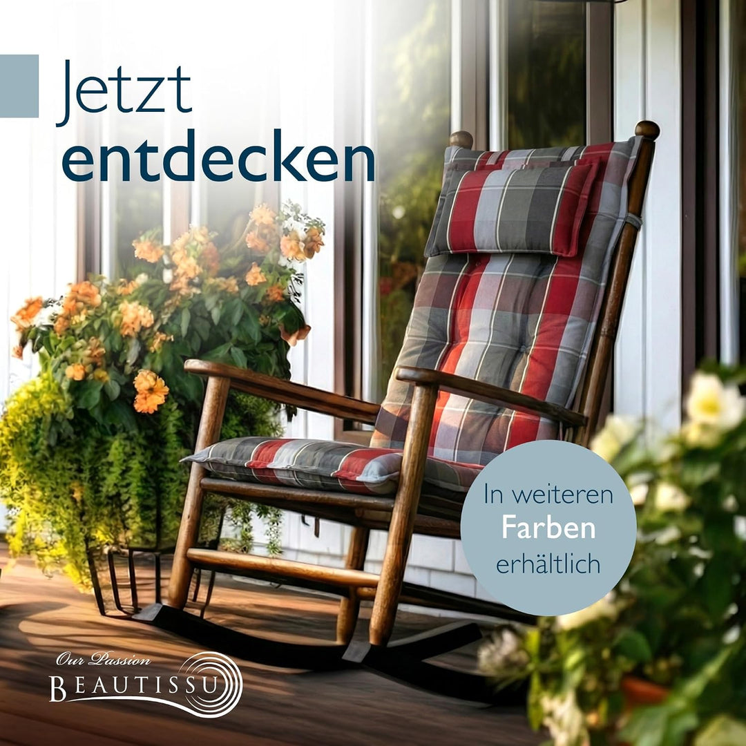 Beautissu 2er Set Gartenstuhlauflagen Hochlehner Auflagen UV-Lichtecht | 120x50cm 7cm Polster Grau R