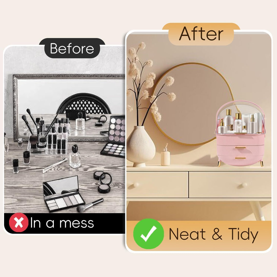 Make-up-Organizer-Aufbewahrungsbox, Kosmetik-Display-Etui mit transparentem Deckel, staubdichte wass