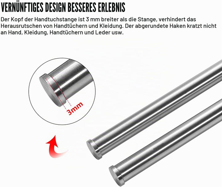 qobobo 180° Drehung Edelstahl Handtuchstange Doppelt Armen Schwenkarm 40 cm Bad V2A Rostfreier Handt