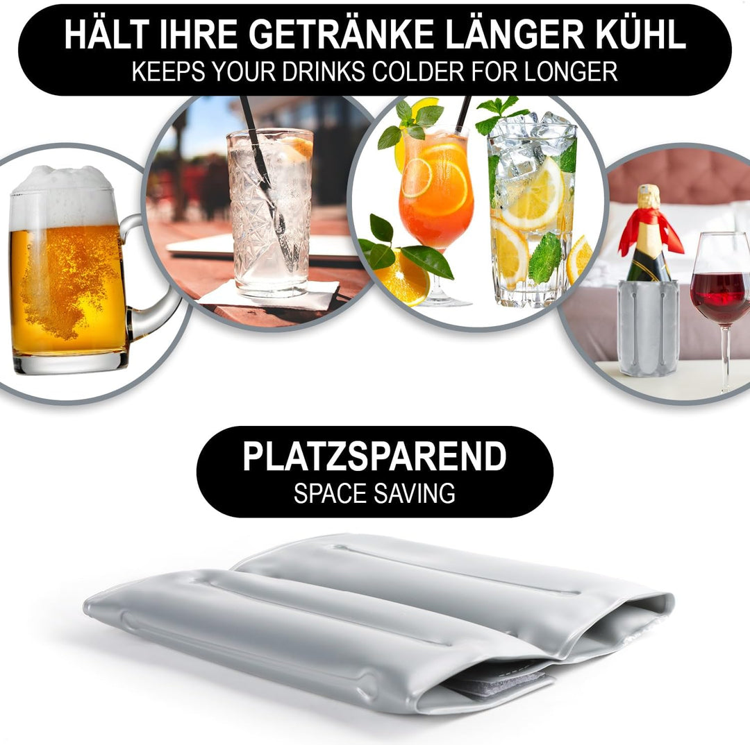 COM-FOUR® 4x Flaschenkühler für unterwegs - Weinkühler-Manschette mit Schnellverschluss - Kühlmansch